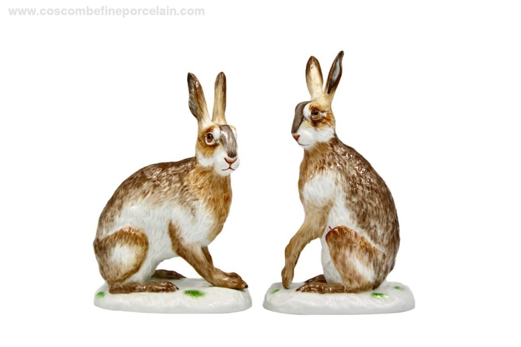 Meissen Pair Kaendler Hares