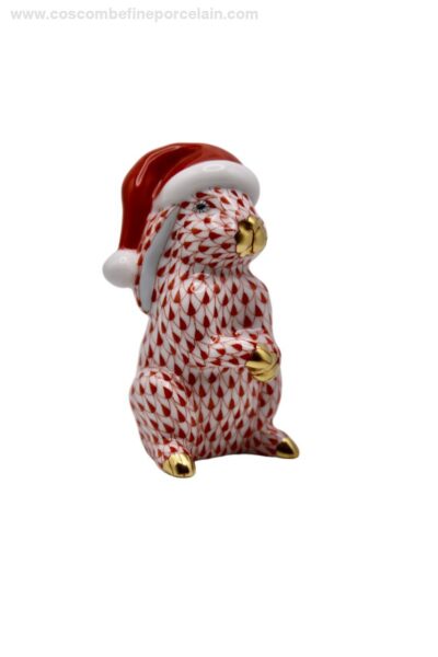 Herend Rabbit figurine with Christmas hat