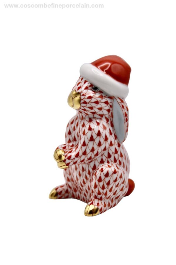 Herend Rabbit figurine with Christmas hat