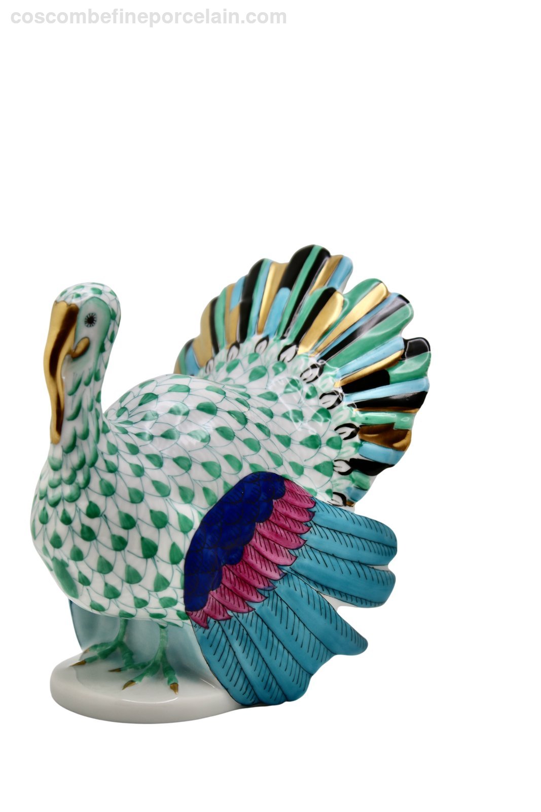 Herend Turkey Figurine Green fishnet Fish Scale