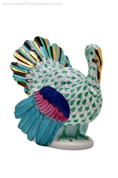 Herend Turkey Figurine Green fishnet Fish Scale