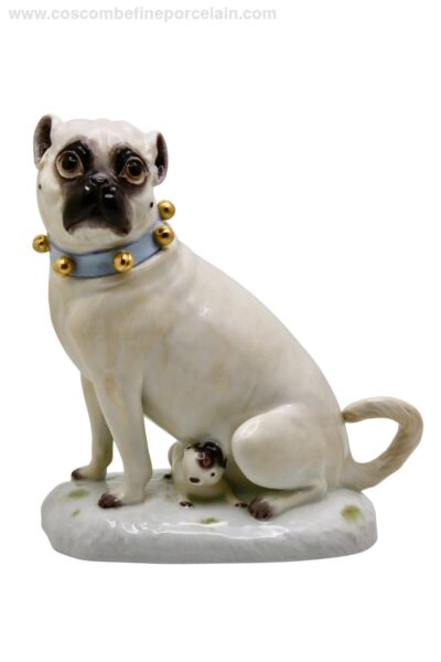 Meissen Porcelain Pug with Puppy Kaendler Hand painted
