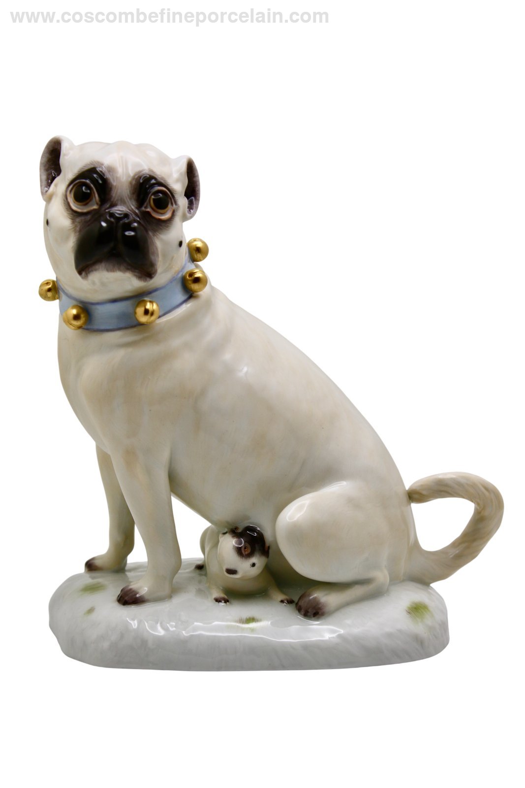 Meissen Porcelain Pug with Puppy Kaendler Hand painted