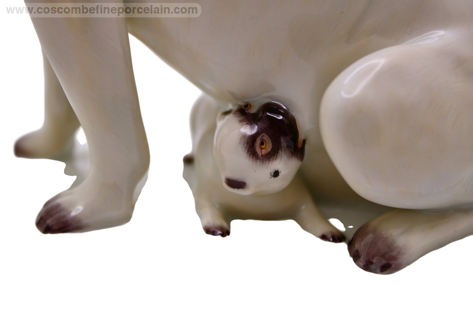 Meissen Porcelain Pug with Puppy Kaendler Hand painted