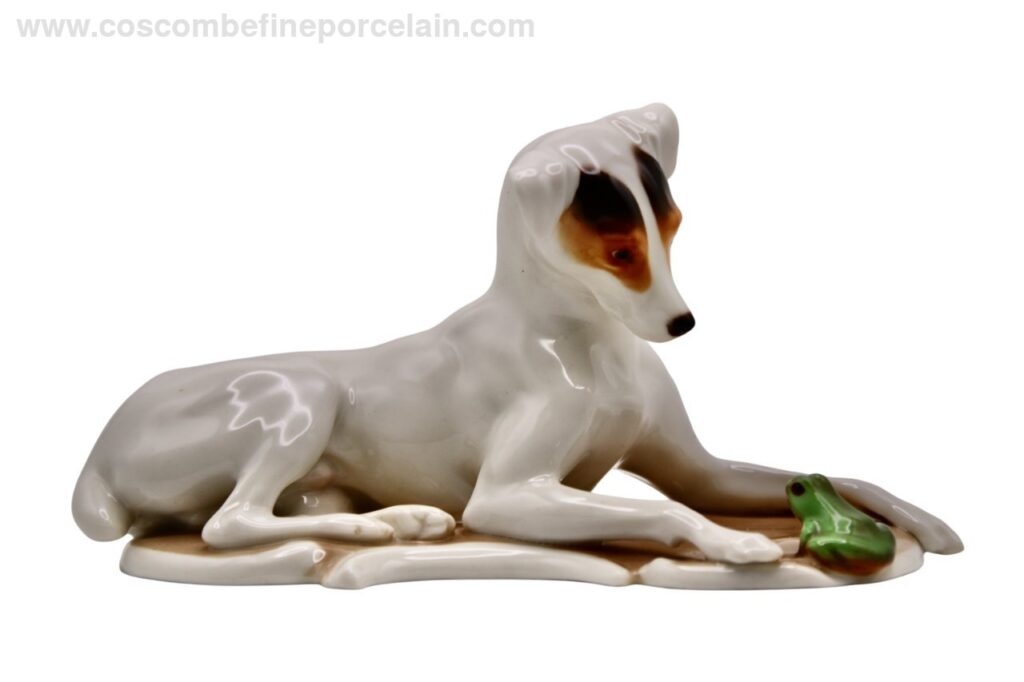 Nymphenburg Terrier and Frog Porcelain dog T Karner 250 JH