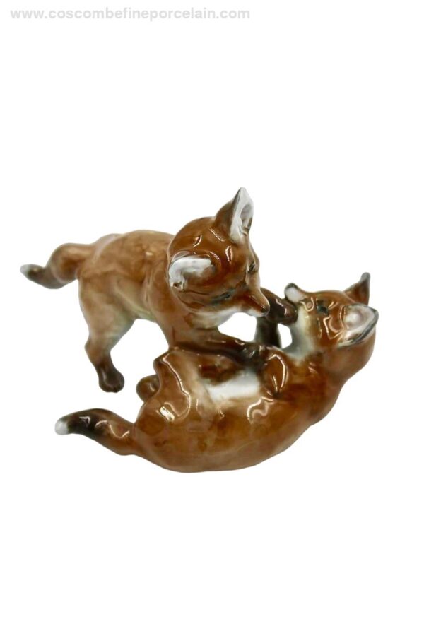 Rosenthal fox cubs porcelain figure Fritz Heidenreich