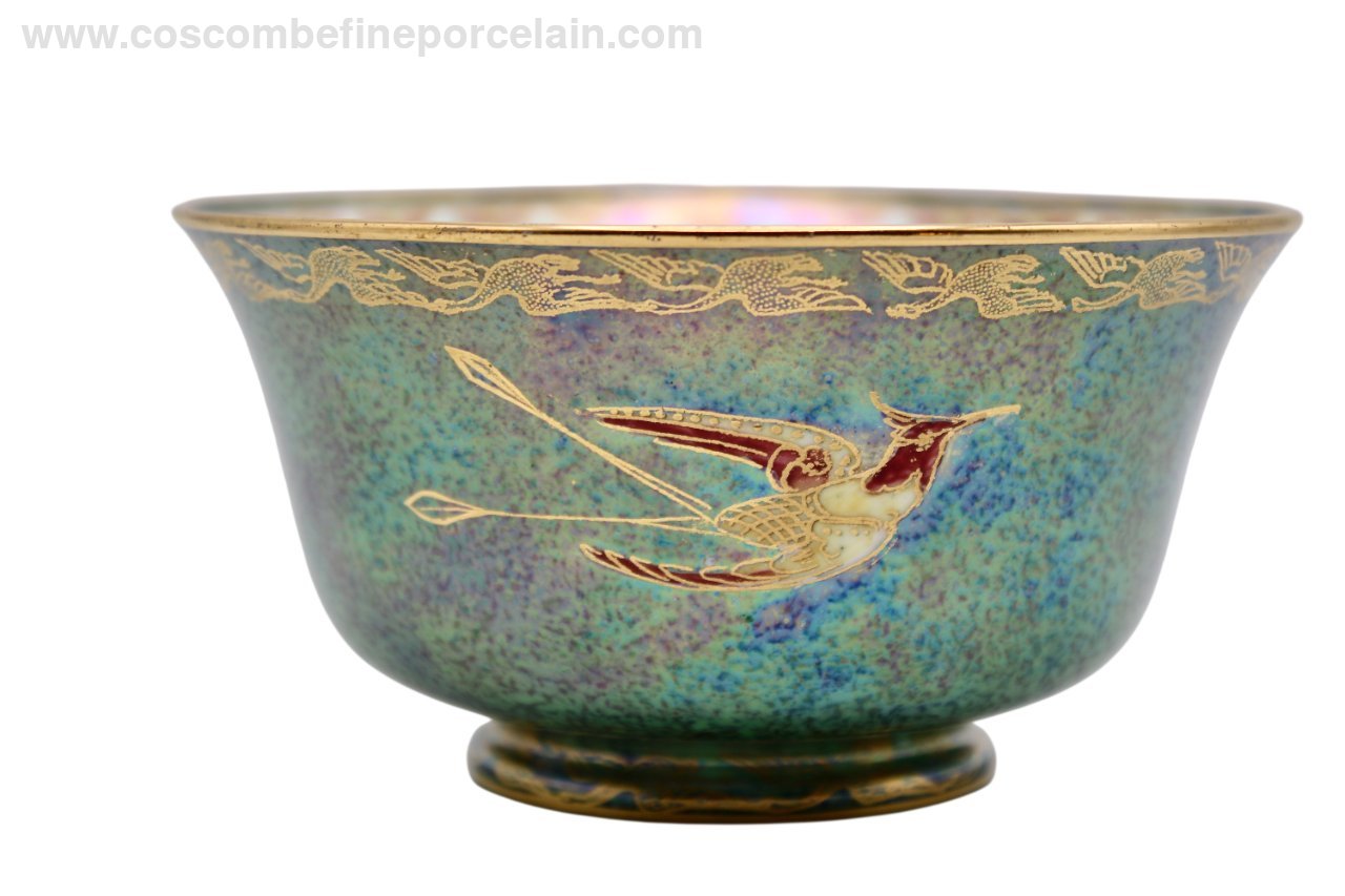 Wedgwood Dark Green Lustre Byerley Bowl Hummingbirds Z5088